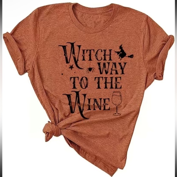 boutique Tops - Witchy fun Halloween Wine Graphic Tee